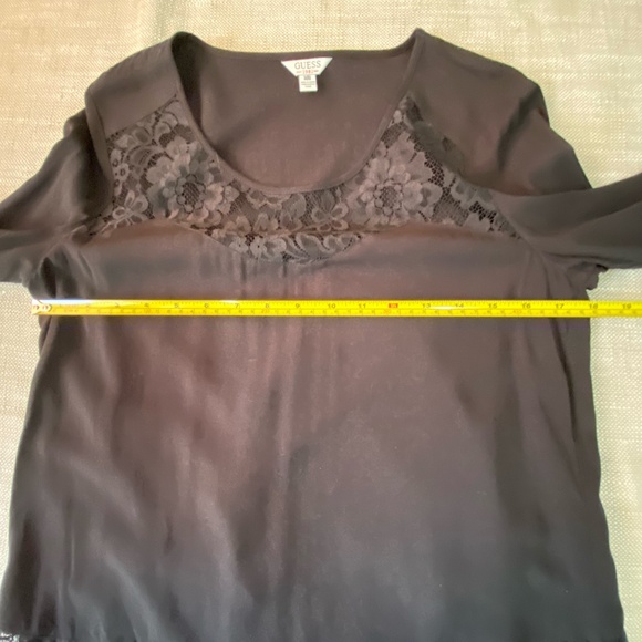 Guess Black Long Sleeve Lace Lightweight Casual Blouse Top- Sz-M - Picture 11 of 16